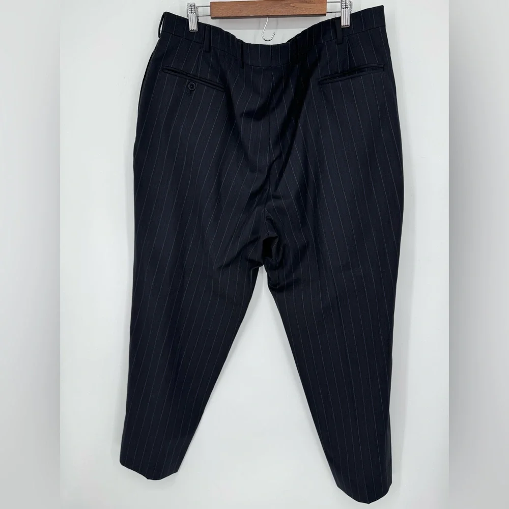 Jos. A. Bank Traveler Collection Black Pinstripe Trousers Size 42R 100% Wool - Picture 2 of 4